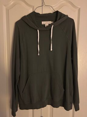 H & M Olive Green Pullover Hoodie with Drawstrings